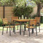Set de masă pentru grădină 5 pcs Negru Lemn Solid de Acacia GartenMobel Dekor