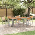 Set de masă pentru grădină 7 pcs Gri Lemn Solid de Acacia GartenMobel Dekor