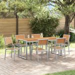 Set de masă pentru grădină 7 pcs Gri Lemn Solid de Acacia GartenMobel Dekor