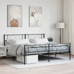 Cadru pat fără saltea, tăblie de picioare negru 180x200cm metal GartenMobel Dekor