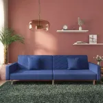 Canapea extensibilă cu 2 locuri, 2 perne, albastru, textil GartenMobel Dekor
