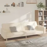 Canapea extensibilă cu 2 locuri, crem, material textil GartenMobel Dekor
