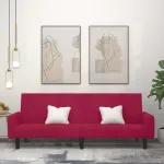 Canapea extensibilă cu 2 locuri, roșu vin, catifea GartenMobel Dekor