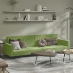 Canapea extensibilă cu 2 locuri, verde deschis, catifea GartenMobel Dekor