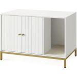 FEANDREA Dulap mascat pentru litiera pisici, cu cadru metalic auriu, 80x50x55 cm, alb Household NewTrend