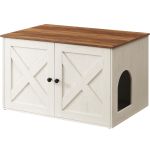 FEANDREA Litiera mascata tip mobilier cu usi model hambar, compartiment cu separator, 80x53x50 cm, alb Household NewTrend