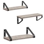 VASAGLE Raft de perete, set 3 bucati 30cm, 35cm si 40cm, 2 moduri de montare, gri si negru Household NewTrend