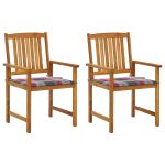 Scaune de grădină cu perne, 2 buc., lemn masiv de acacia GartenMobel Dekor
