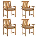 Scaune de grădină cu perne, 4 buc., lemn masiv de acacia GartenMobel Dekor