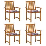 Scaune de grădină cu perne, 4 buc., lemn masiv de acacia GartenMobel Dekor