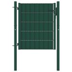 Poartă de gard din PVC și oțel, verde, 100x100 cm GartenMobel Dekor