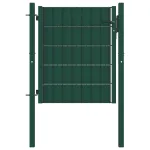 Poartă de gard din PVC și oțel, verde, 100x100 cm GartenMobel Dekor