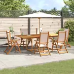 Set mobilier de grădină, 7 piese, lemn masiv acacia/textilenă GartenMobel Dekor