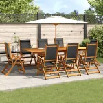 Set mobilier de grădină, 9 piese, lemn masiv acacia/textilenă GartenMobel Dekor