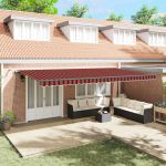 Țesătură pentru copertină cu portocaliu și maro 600 × 350 cm GartenMobel Dekor