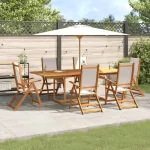 Set mobilier de grădină, 7 piese, lemn masiv acacia/textilenă GartenMobel Dekor