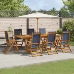 Set mobilier de grădină, 9 piese, lemn masiv acacia/textilenă GartenMobel Dekor