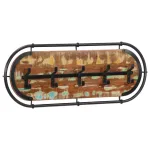 Cuier haine montat pe perete cu 5 cârlige, lemn masiv reciclat GartenMobel Dekor