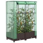 Strat înălțat cu husă de seră, aspect ratan, 80x40x123 cm GartenMobel Dekor