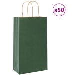 Pungi de hârtie 50 buc cu mânere verde 21x11x36 cm GartenMobel Dekor