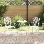 Scaun pentru Grădină 2 pcs Alb 53 x 51 x 88,5cm Aluminiu GartenMobel Dekor