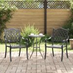 Scaun pentru Grădină 2 pcs Negru 56 x 55 x 92.5cm Aluminiu GartenMobel Dekor