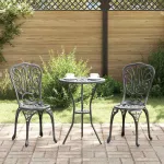 Set Bistro de Grădină 3 pcs Negru Aluminiu GartenMobel Dekor