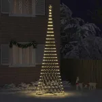 Brad de Crăciun LED cu 555 LED cu suport Alb cald 500 cm Metal GartenMobel Dekor