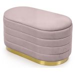 Bancheta tip puf cu depozitare, tapiterie velur, 80x42x42 cm, roz pudrat Household NewTrend