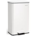 SONGMICS Cos de gunoi din otel, cu pedala si soft-close, saci gunoi inclusi, 40 litri, alb Household NewTrend