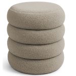 Taburet tapitat Snuggo cu spatiu de depozitare, velur, diametru 42 cm, inaltime 45 cm, maro mocha Household NewTrend