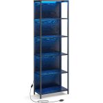 VASAGLE Biblioteca cu 6 rafturi si iluminare LED reglabila 25 culori, cadru metalic, 30x60x179 cm, negru Household NewTrend