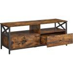 VASAGLE Comoda TV cu 2 sertare si 2 rafturi, cadru metalic, stil industrial, 120x40x50 cm, maro rustic Household NewTrend