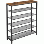VASAGLE Etajera pantofi cu 5 rafturi si polita superioara, 100x30x110 cm, maro rustic Household NewTrend