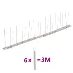Set bandă cu țepi antipăsări cu 2 rânduri, 6 buc., oțel, 3 m GartenMobel Dekor