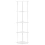 Raft de colt cu 5 polite, MDF, cadru metalic, 148x30x30 cm, alb Household NewTrend