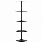Raft de colt cu 5 polite, MDF, cadru metalic, 148x30x30 cm, negru Household NewTrend