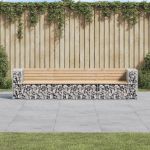 Bancă de grădină, design gabion, 287x71x65,5cm, lemn masiv pin GartenMobel Dekor