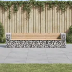 Bancă de grădină, design gabion, 287x71x65,5cm, lemn masiv pin GartenMobel Dekor