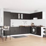 Dulap baza chiuvetă cu ușă Porto 2 pcs Negru Lemn compozit GartenMobel Dekor