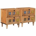 Dulap de noapte cu sertar 2 pcs natural 40 x 33,5 x 46 cm GartenMobel Dekor
