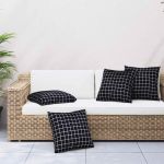 Perne decorative În carouri 4 pcs Carouri Negre 40 x 40 cm GartenMobel Dekor