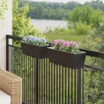Balustradă 2 pcs Negru 50 x 17 x 17 cm Metal GartenMobel Dekor