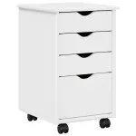 Cabinet mobil cu roata Alb 34 x 39 x 56 cm Lemn de pin masiv GartenMobel Dekor