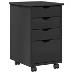 Cabinet mobil cu roata Gri 34 x 39 x 56 cm Lemn de pin masiv GartenMobel Dekor