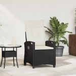 Scaun de grădină rabatabil Negru și Crem 56 x 60 x 112 cm GartenMobel Dekor