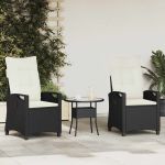 Scaun pentru Grădină 2 pcs Negru și Crem 56 x 60 x 112 cm GartenMobel Dekor