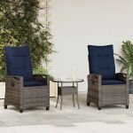 Scaun pentru Grădină 2 pcs gri și bleumarin 56 x 60 x 112 cm GartenMobel Dekor
