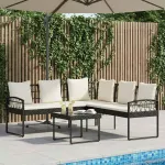 Set de canapea pentru grădină 2 pcs Negru Ratan poli și Oțel GartenMobel Dekor