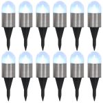 Lămpi solare de sol, 12 buc., alb, becuri LED GartenMobel Dekor